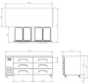 3 Drawer Underbench Fridge 1800mm Wide 2