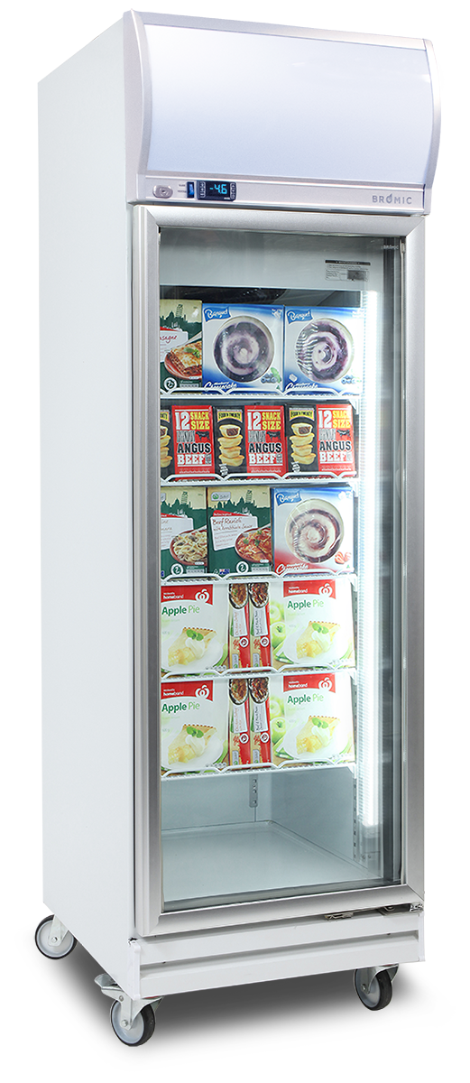Upright Display Freezer 444L 1 Door Flat Glass Upright Freezer