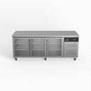 Three Door Commercial Glass Door Worktop / Under Bench Display Fridge 800mm Depth