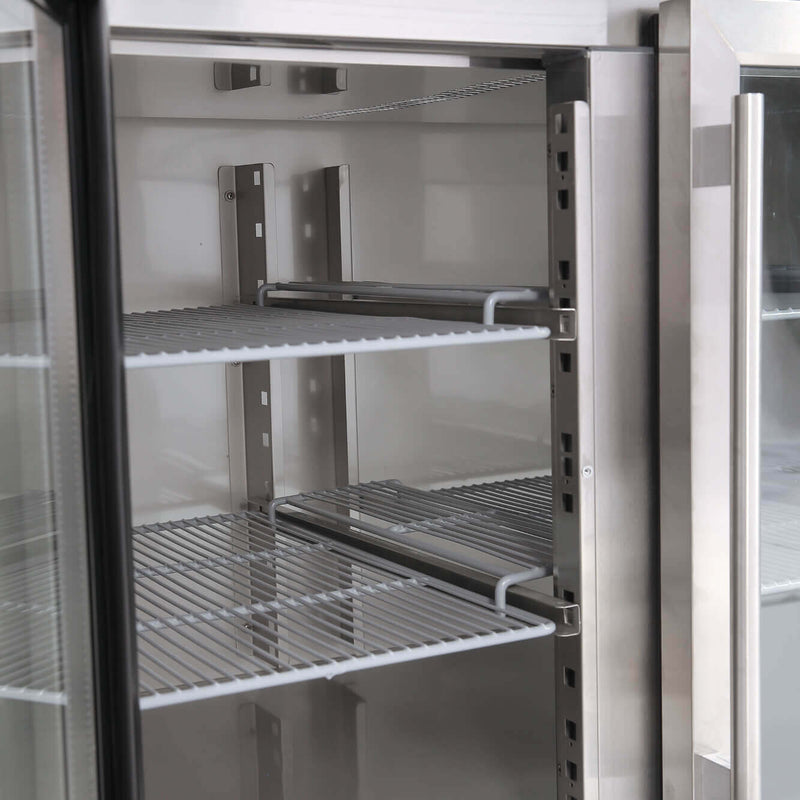 Under Bench Display Fridge - 417L - 3 Doors - Glass - Hinged Door - LED - UBC1795GD-NR