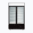 Upright Display Fridge - 960L - 2  Doors - Flat Glass - Cassette - LED - Black - GM1000LBCAS