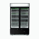 Upright Display Fridge - 960L - 2  Doors - Flat Glass - Cassette - LED - Black - GM1000LBCAS