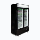 Upright Display Fridge - 960L - 2  Doors - Flat Glass - Cassette - LED - Black - GM1000LBCAS