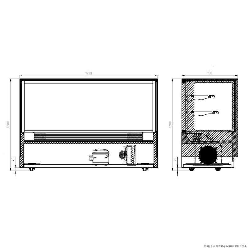 Modern 2 Shelves Cake or Food Display - GAN-900RF2