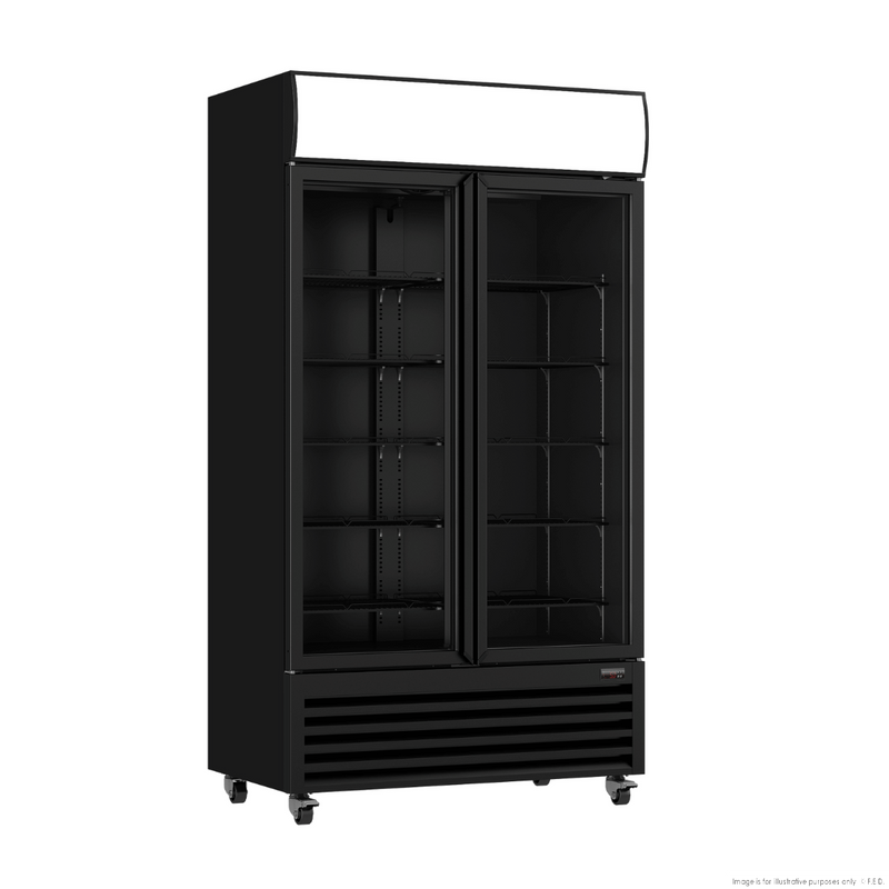 Thermaster Colourbond Upright Beverage Fridge 2 Doors Black - LG-1000BP