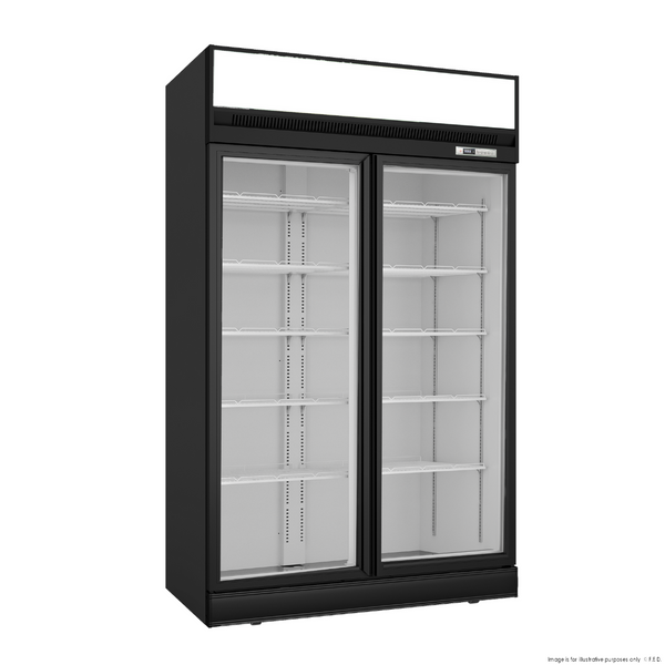 Thermaster Black Upright Double Glass Door Freezer LG-1006DF