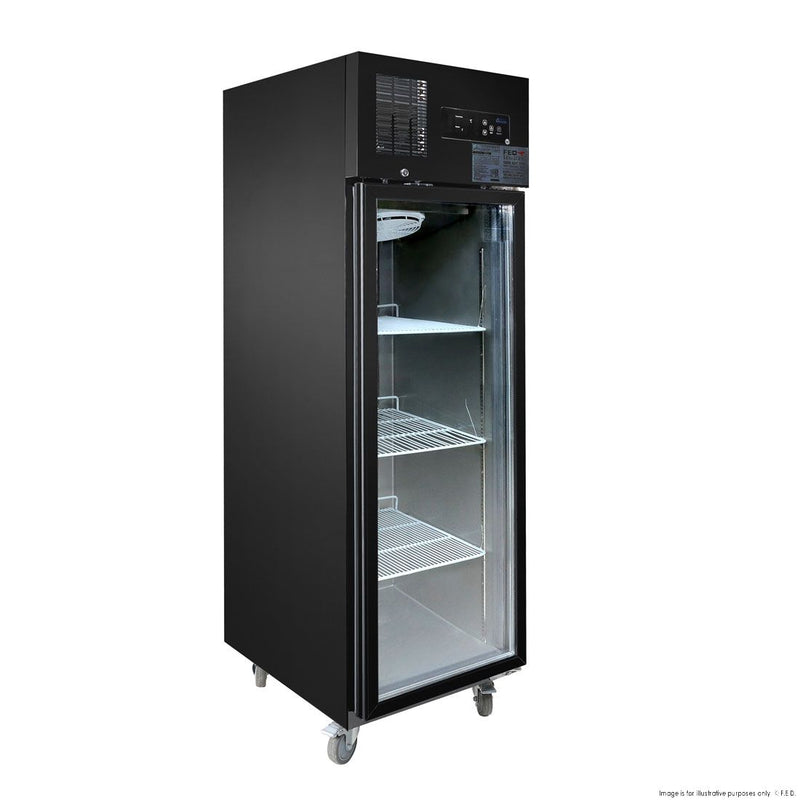 Single glass door upright freezer black stainless steel - SUFG500B