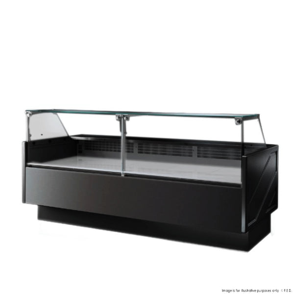 Tecnodom Serie MR80 Black 2480mm Wide Deli Display with Storage and Castors TDMR-0825B