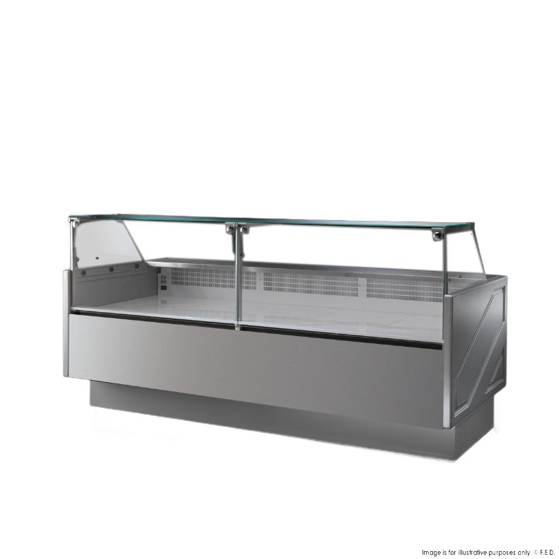 Tecnodom Serie MR9.5 Silver 2480mm Wide Deli Display with Storage and Castors TDMR-0925