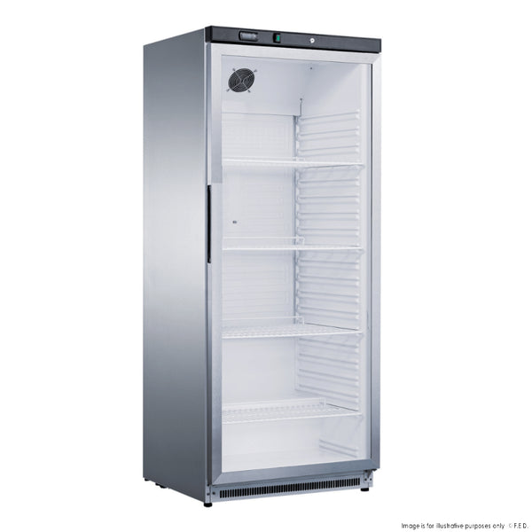 Fed-X Stainless Steel Upright Static Display Fridge XR600SG