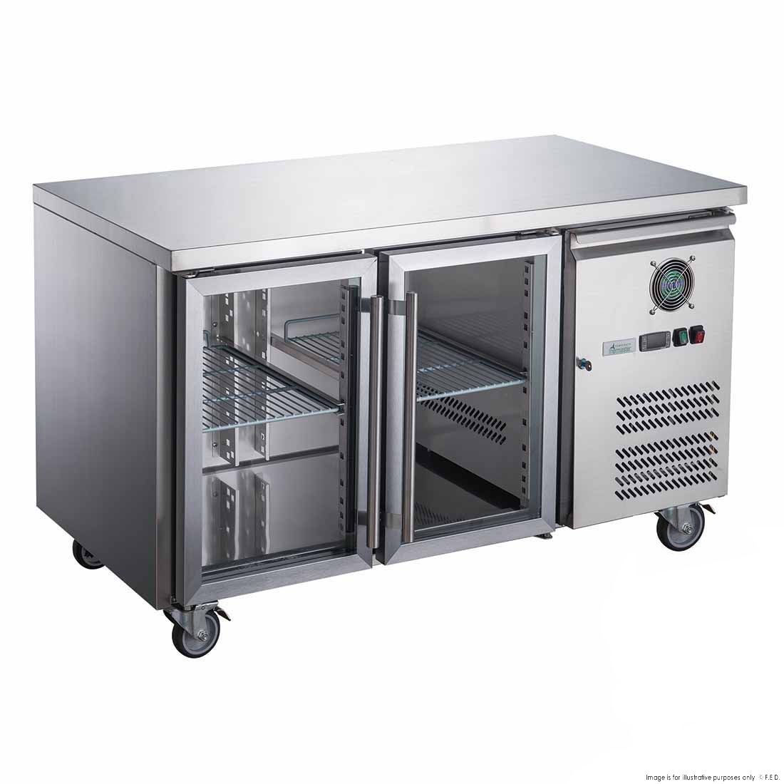 Buy FED-X Two Glass Door Bench Fridge - XUB7C13G2V-Cafeappliance.com.au