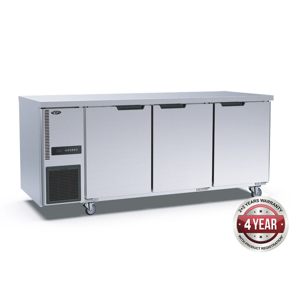Stainless Steel Triple Door Workbench Freezer - TL1800BT-3D-Cafeappliance.com.au
