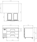 3 Drawer Underbench Firdge 1200mm Wide 2
