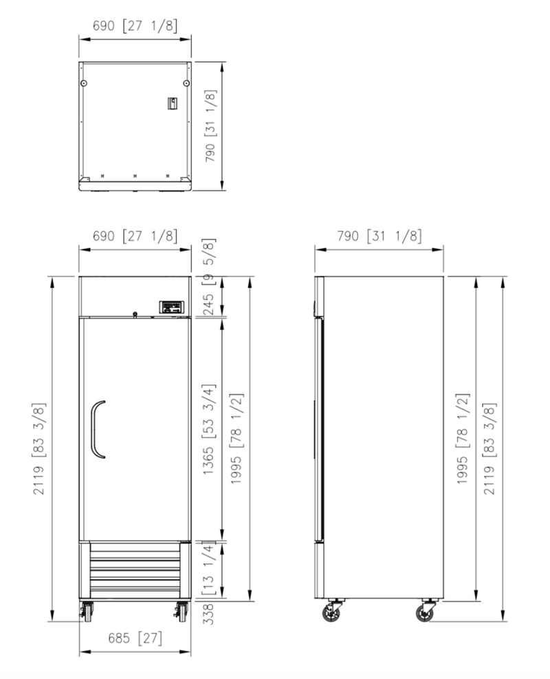 Bottom Mount Upright Freezer One Door 560L 2