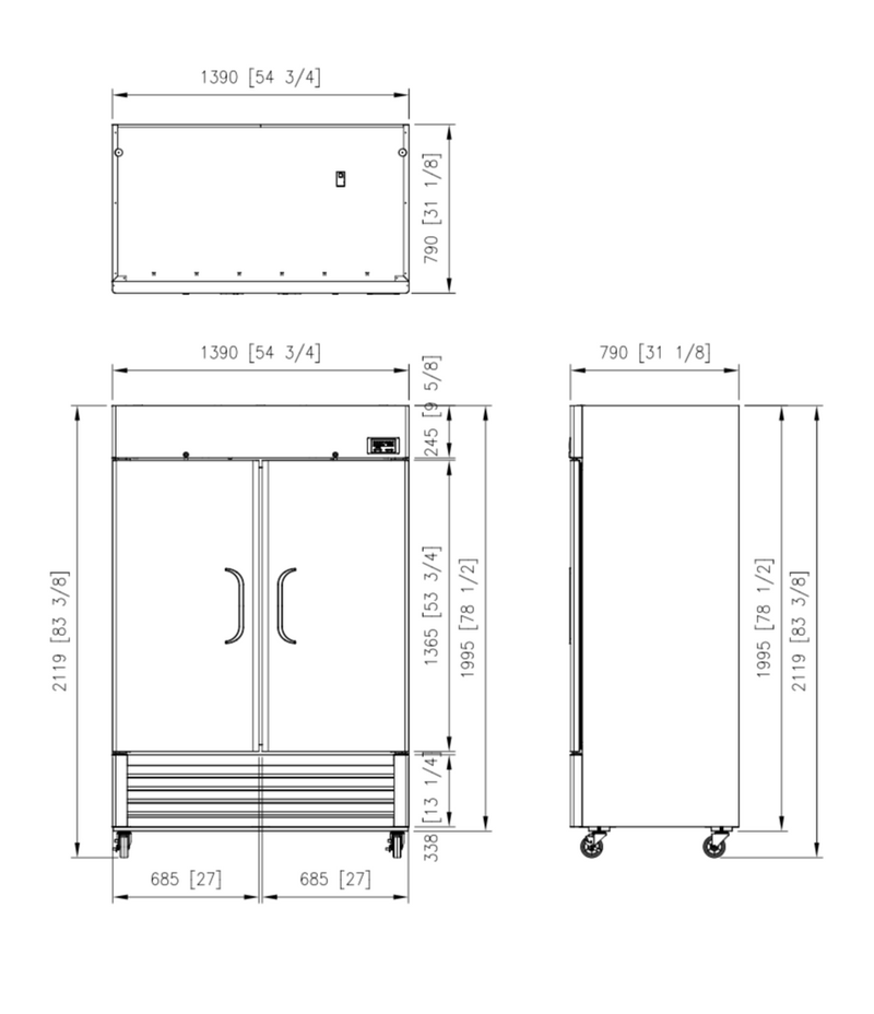  Bottom Mount Upright Freezer two Door 1236L 2