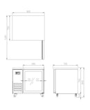 Glass One Door Underbench Fridge 900mm Wide 2