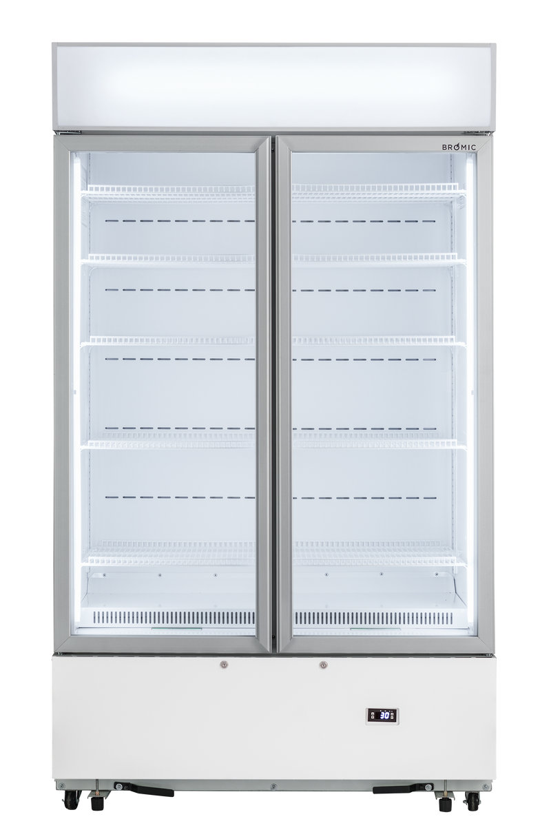 Upright Display Fridge - 960L - 2 Doors - Flat Glass - Cassette - LED - White - GM1000LWCAS