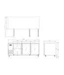 Glass Three Door Underbench Fridge 1800mm Wide 2
