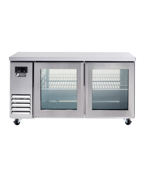 Glass Two Door Underbench Fridge 1500mm Wide 1