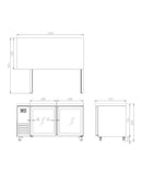 Glass Two Door Underbench Fridge 1500mm Wide 2
