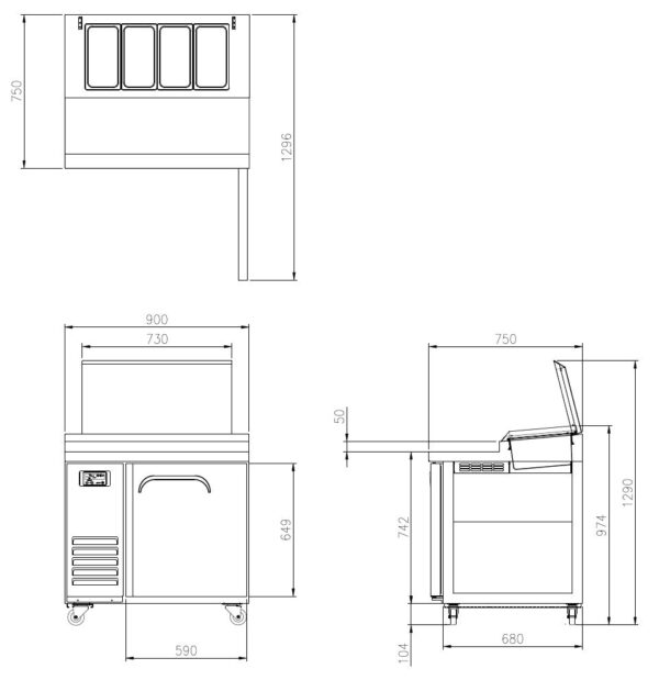 Narrow Pizza Prep Table 900mm Wide 2