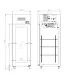One Glass Door Top Mount Upright Fridge 480L 2