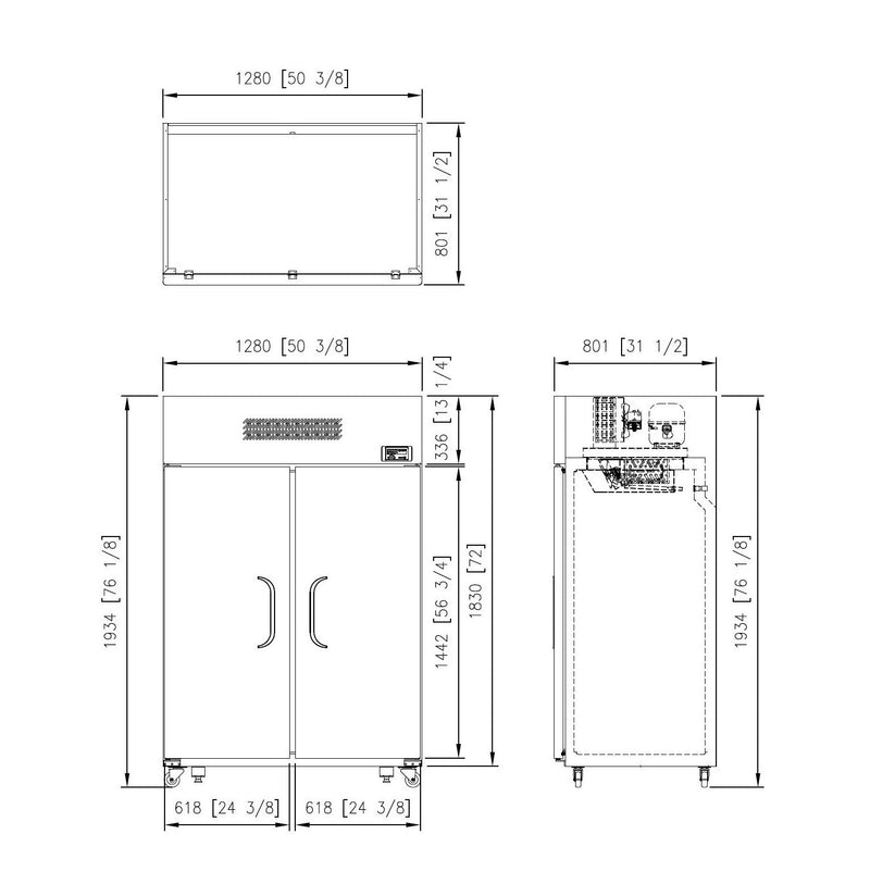 Top Mount Upright Freezer two Door 1034L 2