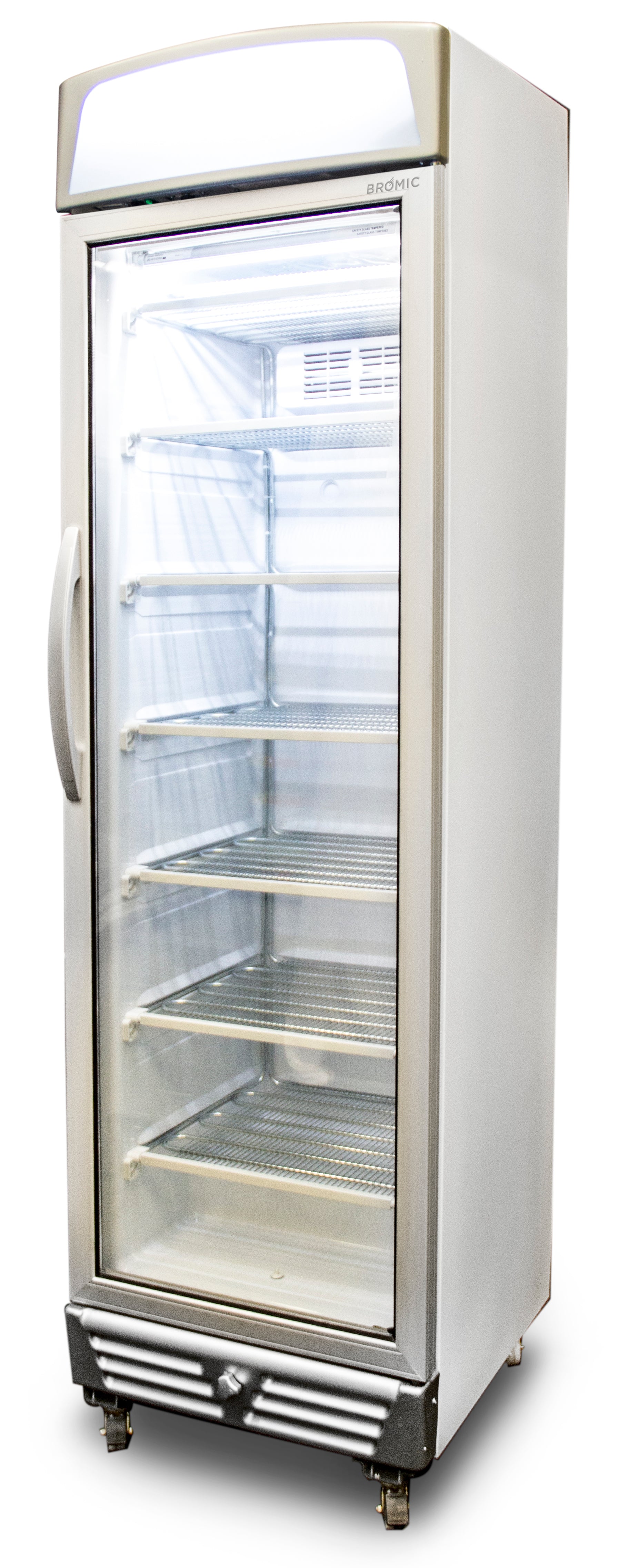 Upright Display Fridge - 380L - Curved Glass Door - Lightbox - Silver