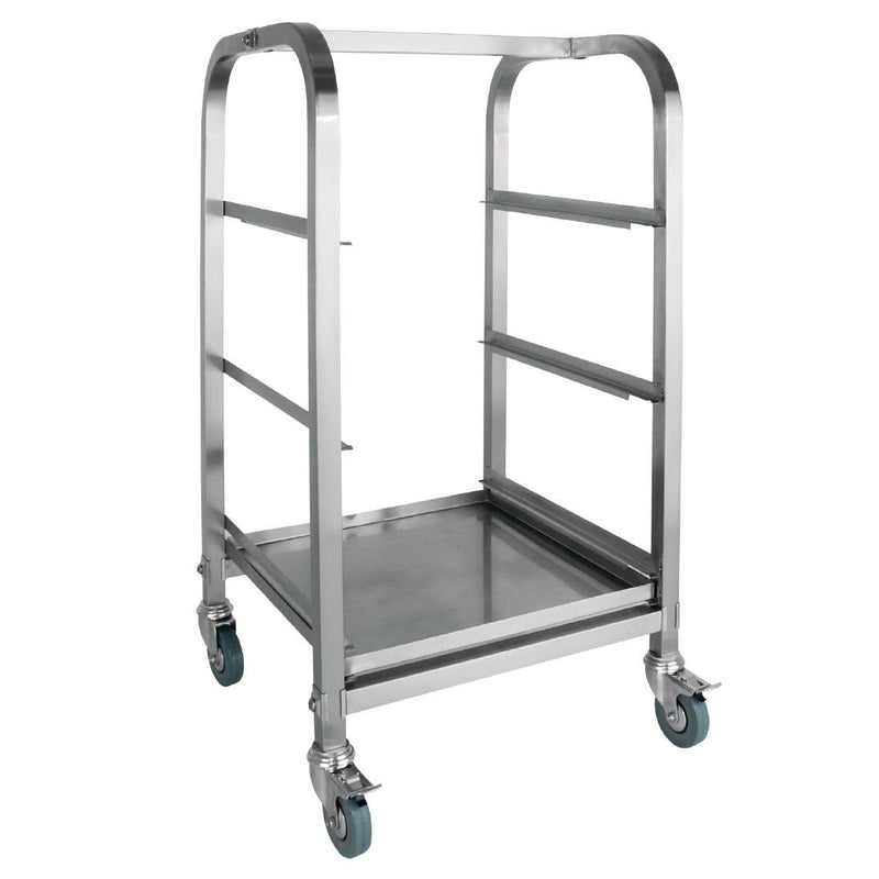 Vogue Glass Racking Trolley 3 Tiers for 350x430mm 14x17 Baskets