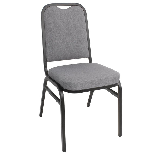 Bolero Steel Banquet Chairs Square Back with Grey Plain Cloth (Pack of 4)