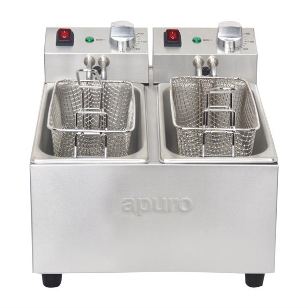 Apuro Twin Tank Twin Basket Countertop Fryer 2x 3Ltr