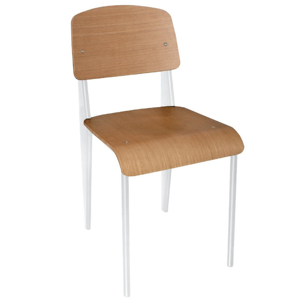 Bolero Wooden Dining Chairs with White Steel Frame (Pack of 4)