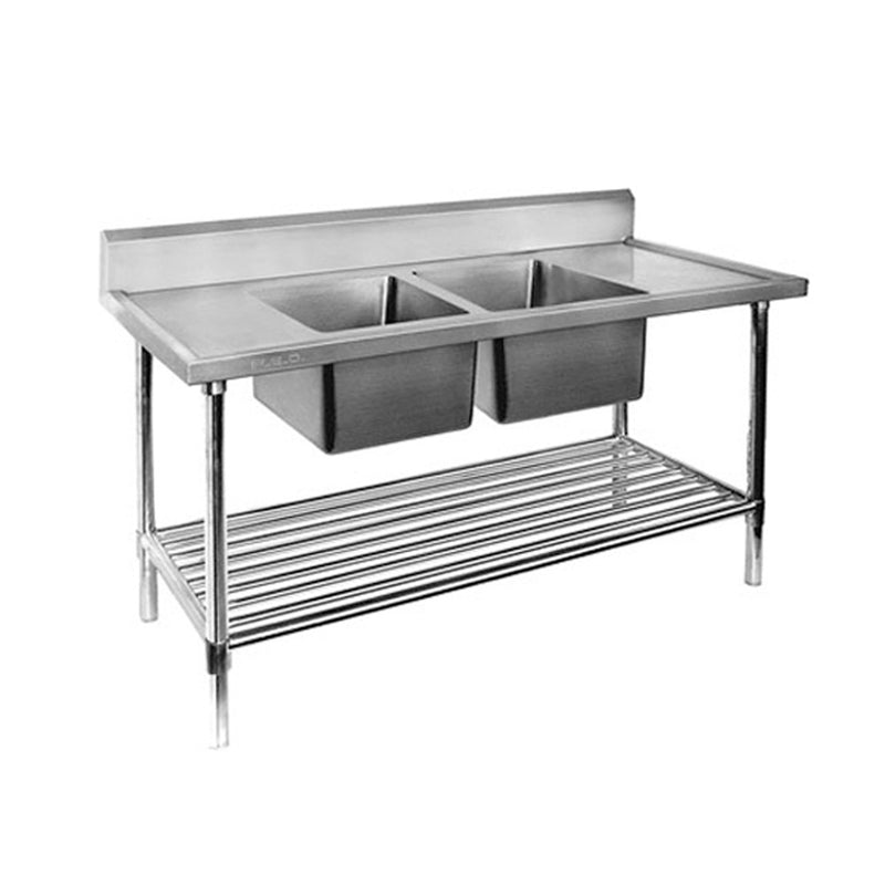 Double Centre Sink Bench with Pot Undershelf DSB7-2400C/A