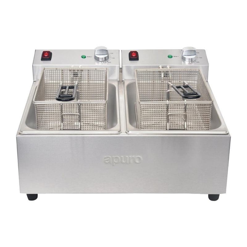 Apuro Twin Tank Twin Basket Countertop Fryer 2x 5Ltr