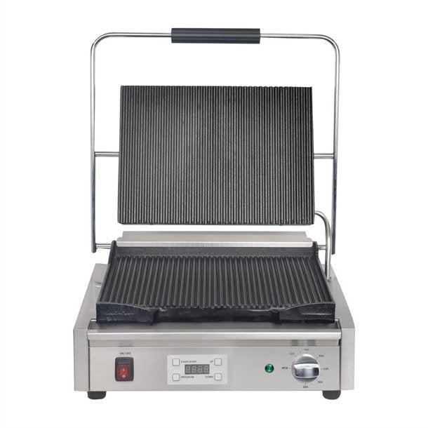 Apuro Large Contact Grill Ribbed Plates with Timer