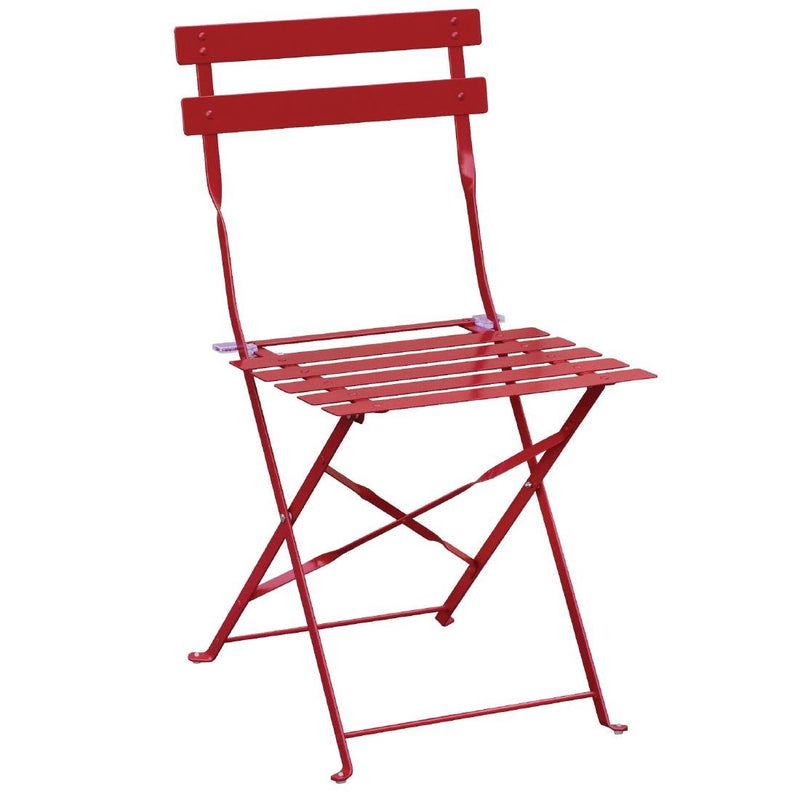 Bolero Red Pavement Style Steel Folding Chairs (Pack of 2)