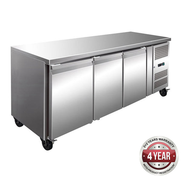 GN3100BT TROPICALISED 3 Door Gastronorm Bench Freezer-Cafeappliance.com.au