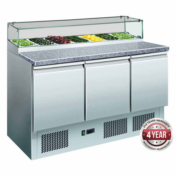 GNS1300E Three Door Salad Marble Prep Top-Cafeappliance.com.au