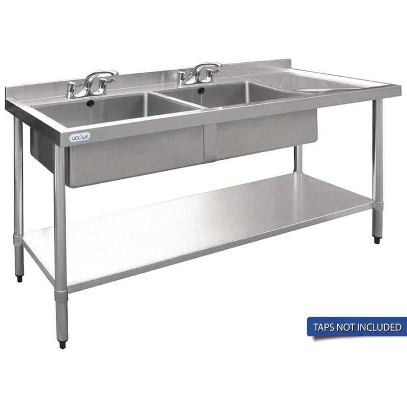 Vogue Double Bowl Sink R/H Drainer - 1800mm (90mm Drain)