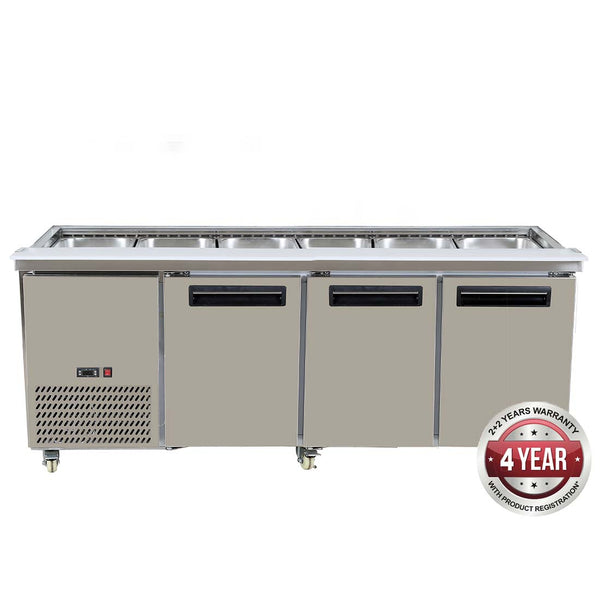 PG210FA-B Bench Station Three Door - 6× 1/1 GN Pans-Cafeappliance.com.au