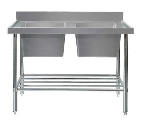 Mixrite SS2624L Double Sink Bench - W2400 x D600 x H900 1.