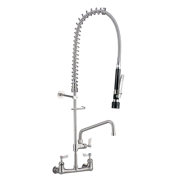 Stainless Steel Exposed Breech Wall Mount Pre Rinse Unit With 12" Pot Filler Including Spreaders - 3Monkeez