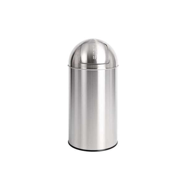 Bolero Stainless Steel Push Top Bullet Bin Silver 40Ltr