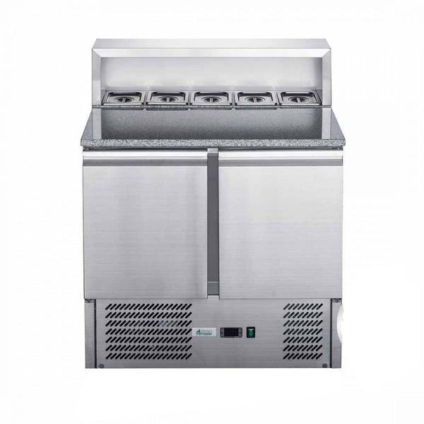 FED-X Two Door Salad Prep Fridge with Marble Top - XGNS900E - Cafeappliance.com.au
