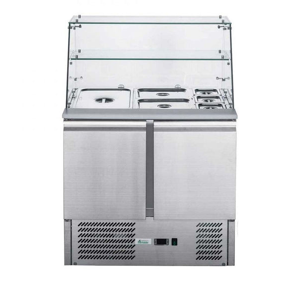 FED-X Two Door Salad Prep Fridge with Square Glass Top - XS900GC - Cafeappliance.com.au